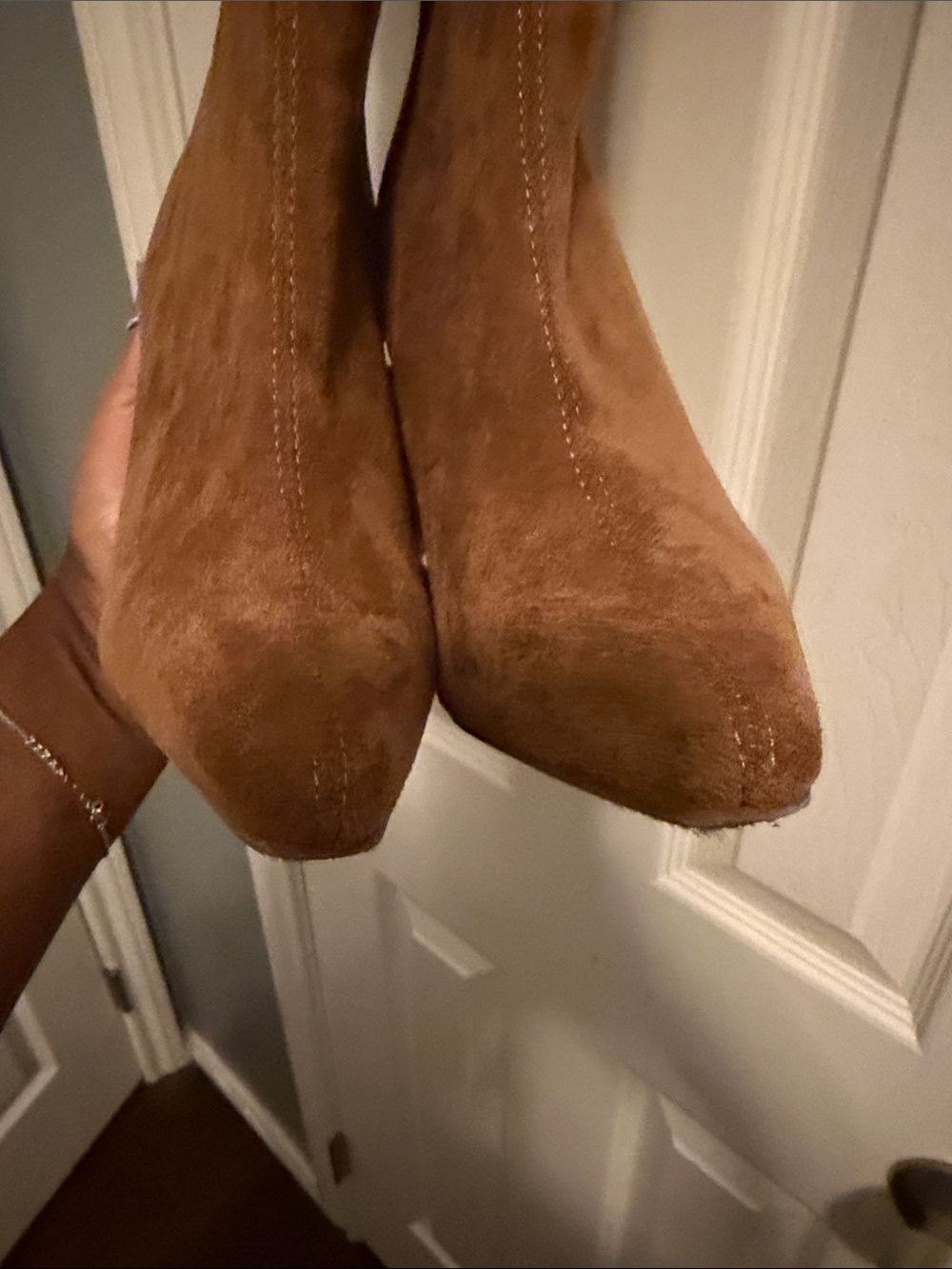 TOP Moda Tall Faux Suede Knee Boots in Cognac Brown - Picture 2 of 11